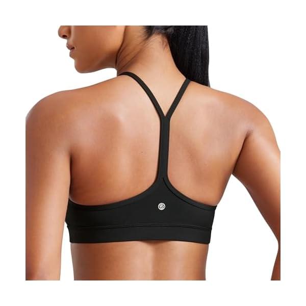 CRZ YOGA Butterluxe Womens Y Back Sports Bra – Padded Racerback Low Impact Spaghetti Thin Strap Workout Yoga Top